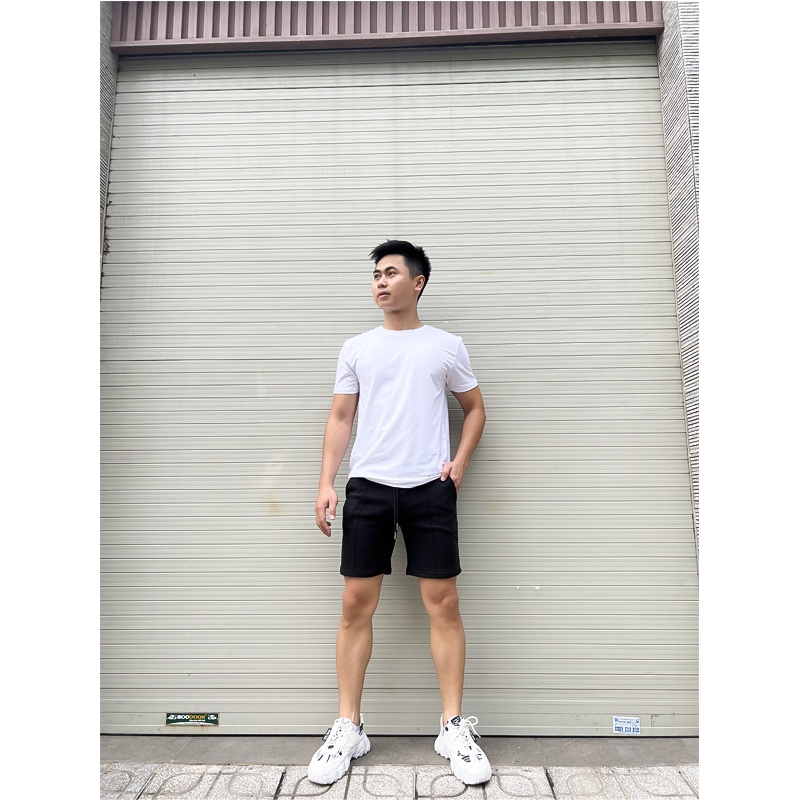 Quần short nam cao cấp BAMI HOME vải nỉ họa tiết kẽ dọc phong cách unisex dễ phối đồ QN04