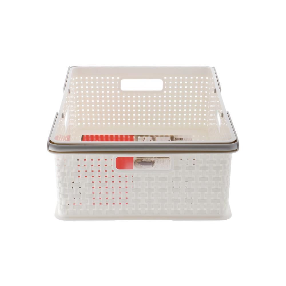 HomeBase STACKO Rổ nhựa đựng đồ đa năng bằng nhựa có tay cầm Thái Lan W39.2xH27.9xD13.3cm màu trắng
