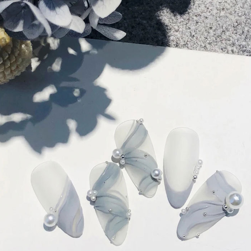 Hộp hạt ngọc trai nhân tạo 3D nhiều màu sắc dùng trang trí móng tay