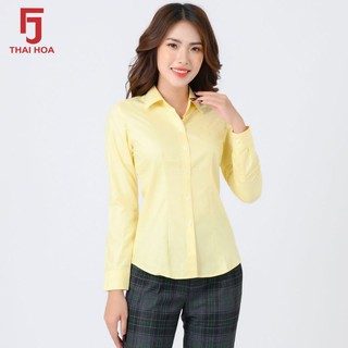 Áo sơ mi Thái Hòa màu vàng trơn 047-02