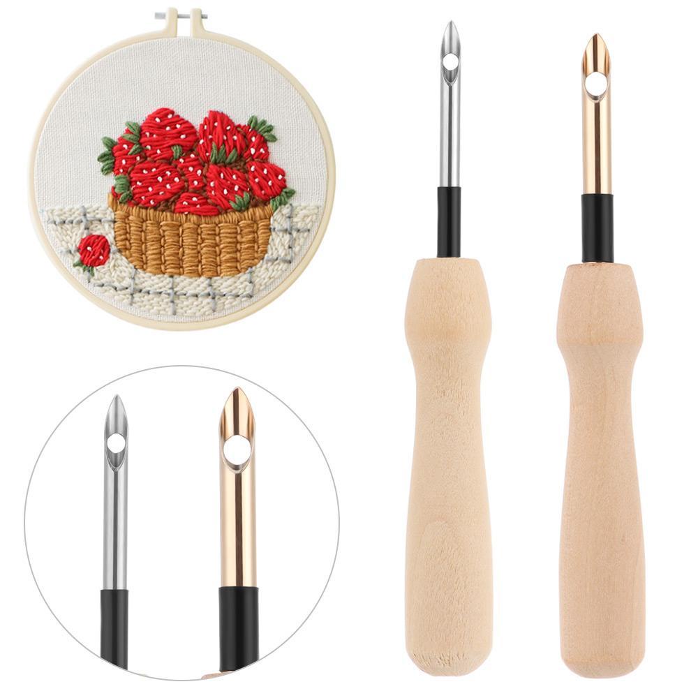 BORAG Embroidery Pen Magic Knitting Needle Threader Wooden Handle