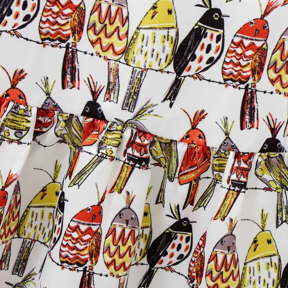 Đầm Sanlutoz dài tay in họa tiết chim hoạt hình đáng yêu cho bé gái