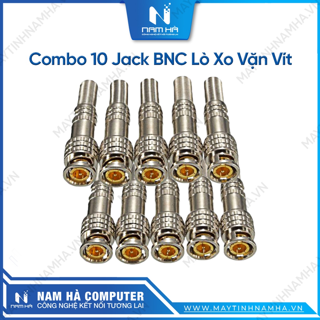 Combo 10 Jack BNC lò xo vặn vít, BNC F5 loại tốt chuyên dụng cho camera Analog dây cáp đồng trục RG59