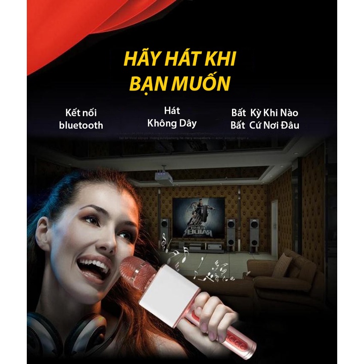 Micro Karaoke Bluetooth Floveme - SD08 Cấm Tay, Kết nối không dây, Âm thanh chân thật, loa to, bass chuẩn, pin 2600mah