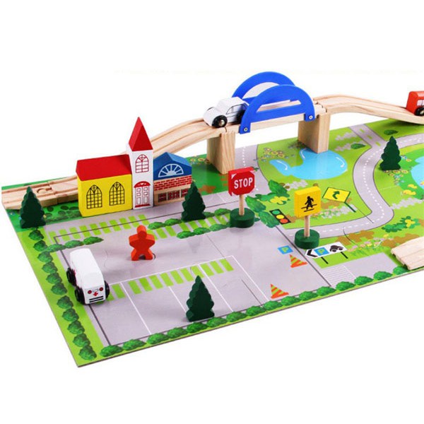 Đồ Chơi Gỗ Thông Minh Phát Triển Tư Duy Cho Bé, Mô Hình Giao Thông Gỗ Rail Overpass Đường Ray Cầu Vượt