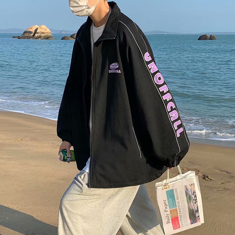 Áo Khoác Bomber Dáng Rộng In Chữ Thời Trang Hàn Quốc Cá Tính Cho Nam Nữ