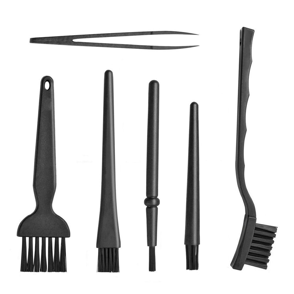 Bộ cọ vệ sinh bàn phím máy tính 6 trong 1 bằng nylon màu đen nhỏ gọn loại bỏ bụi bẩn loại bỏ tĩnh điện cho laptop điện thoại