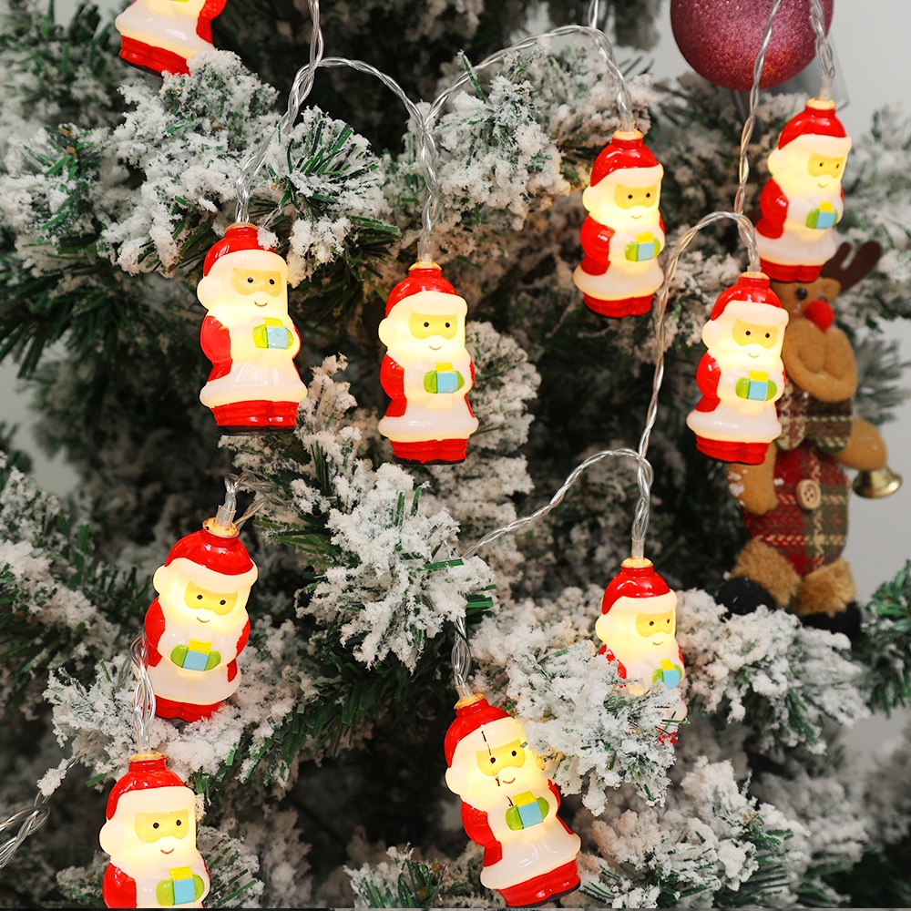 Dây Đèn Led 10 Bóng Dài 1.5m Hình Ông Già Noel Trang Trí Cây Thông Giáng Sinh