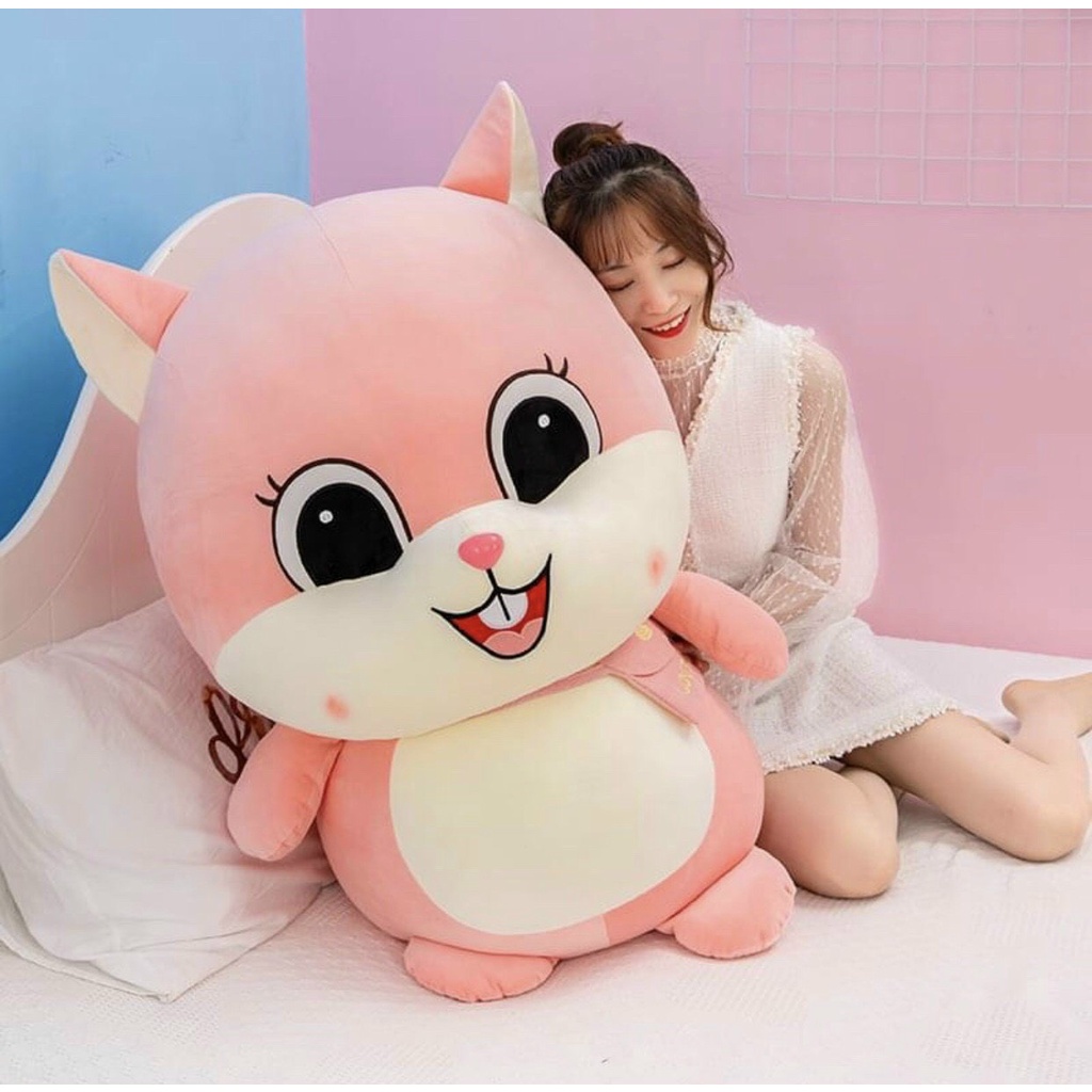 Gấu bông sóc đeo túi chéo dễ thương, Gấu bông to khổng lồ hình con sóc cute 90cm - Quà tặng bạn gái ý nghĩa