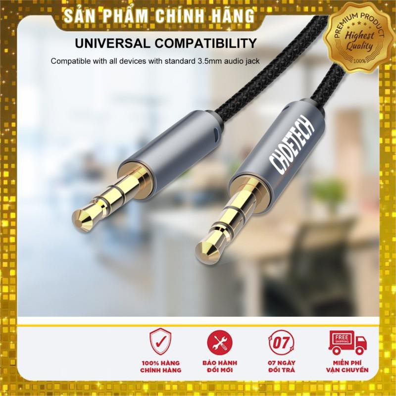 Dây cáp âm thanh AUX Audio 3.5mm chính hãng CHOETECH AUX002 truyền tải âm thanh chất lượng cao (hỗ trợ nhiều dòng máy)