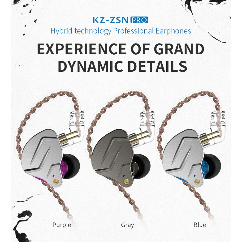 Tai nghe nhét tai KZ ZSN PRO 2 Màn hình nhét tai có dây 1BA + 1DD Hybrid HiFi Stereo Bass dành cho t