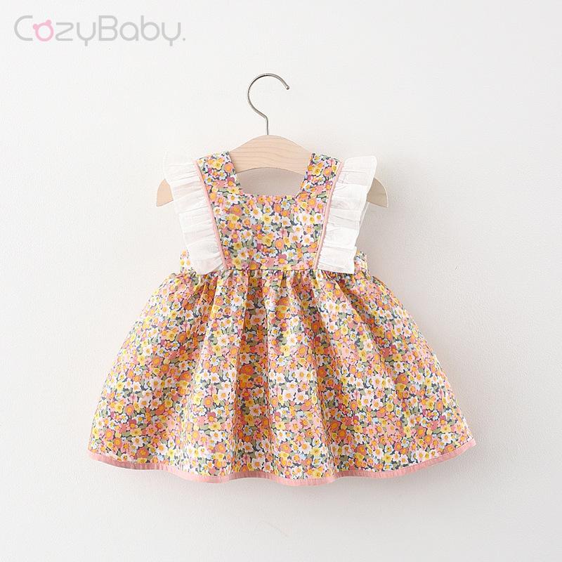 Đầm Công Chúa Mùa Hè Tay Bay In Họa Tiết Hoa Phong Cách Hàn Quốc Mới Cho Bé Gái