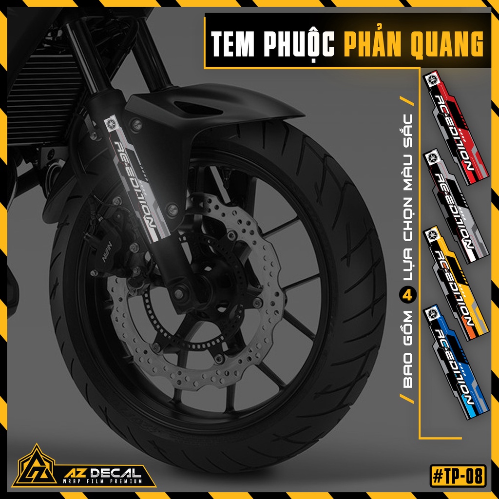 Tem Phuộc RC Edition Dán Phuộc Trước Xe Máy, Xe Mô Tô Yamaha | TP08 | Decal Phản Quang Chống Nước