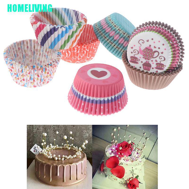Set 100 giấy lót bánh cupcake dùng một lần họa tiết xinh xắn dễ thương