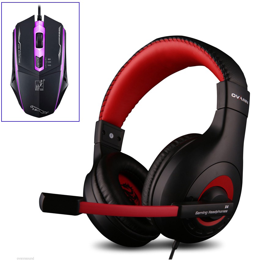 Combo Tai nghe chơi Game Ovann X4 và Chuột Có Dây Cool Mouse (Màu Ngẫu Nhiên) - Hàng Nhập Khẩu