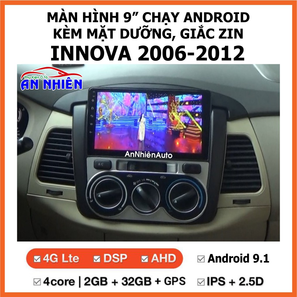 Màn Hình 9 inch Cho Xe INNOVA 2006-2012,  Đầu DVD Android Tiếng Việt Kèm Mặt Dưỡng Giắc Zin Xe TOYOTA INNOVA