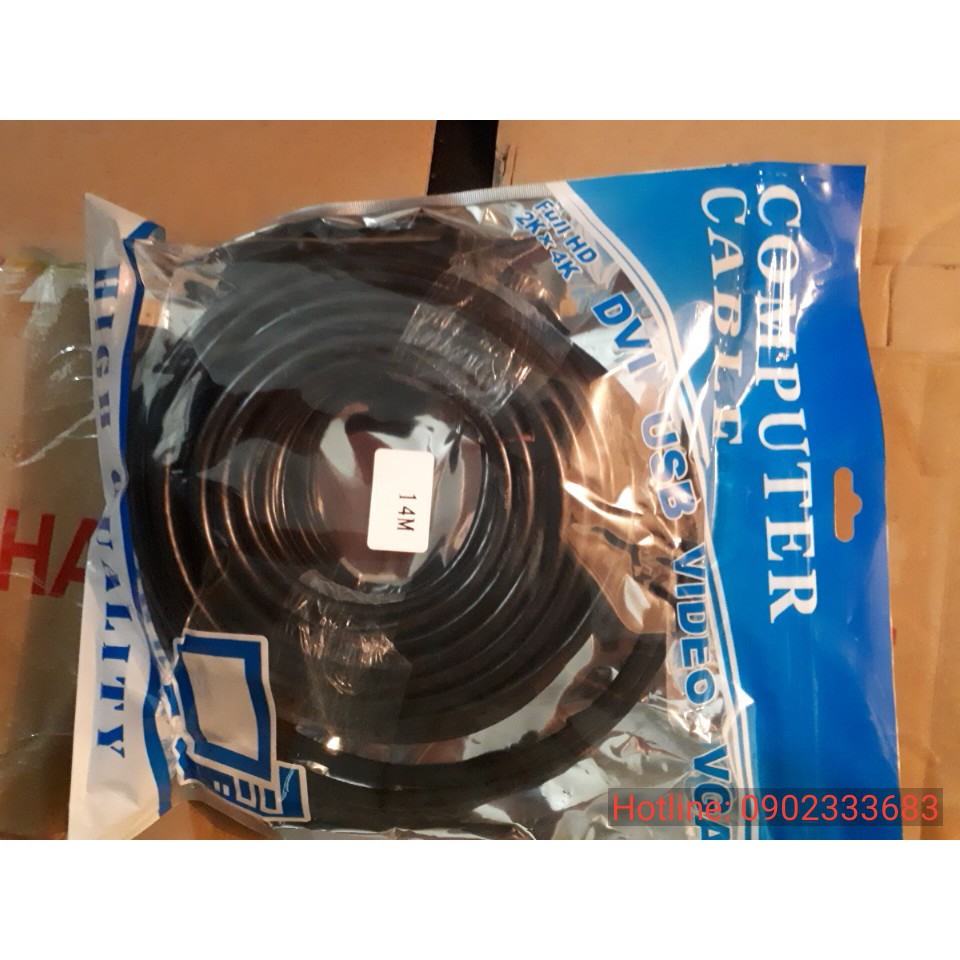 Cáp hdmi 14m full hdm | dây hdmi 14m tròn đen