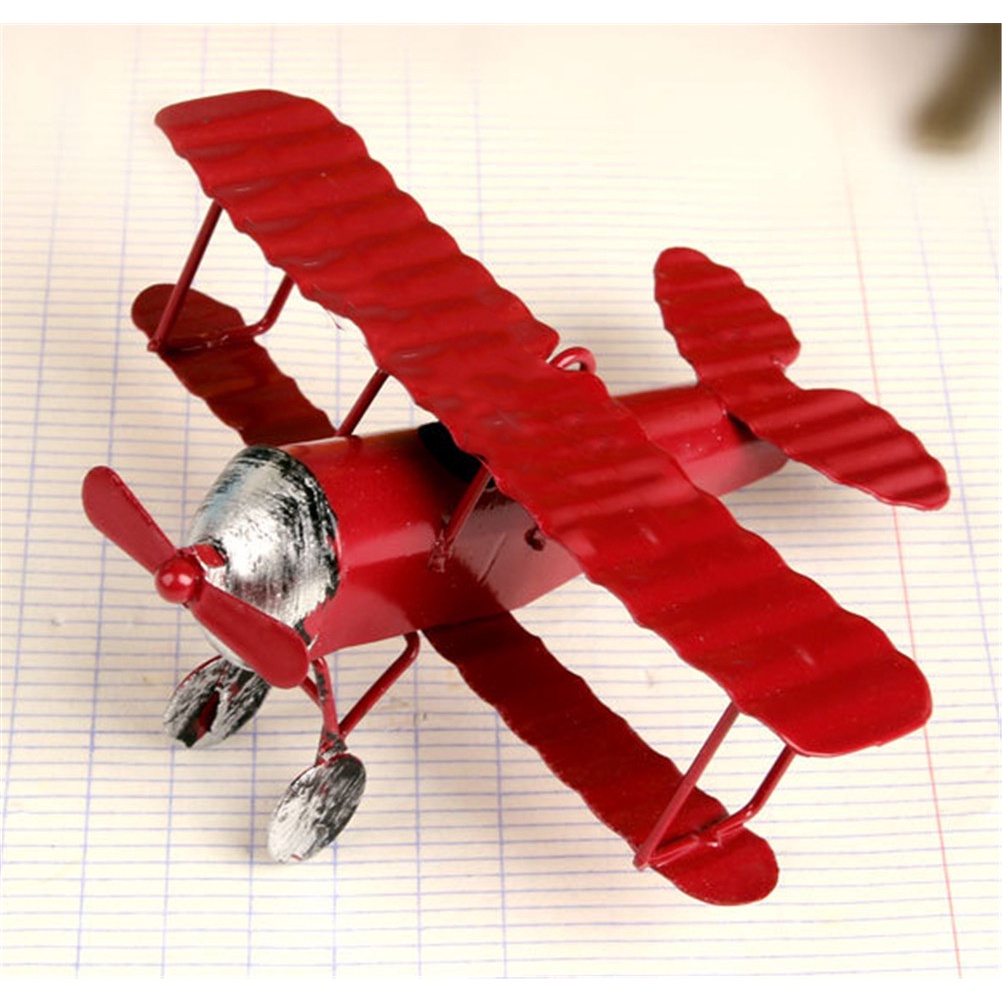 Máy bay kim loại Retro Mô hình Máy bay Đạo cụ Chụp ảnh Đồ chơi Trẻ em Sắt Máy bay Retro Tàu lượn Biplane Mặt dây chuyền