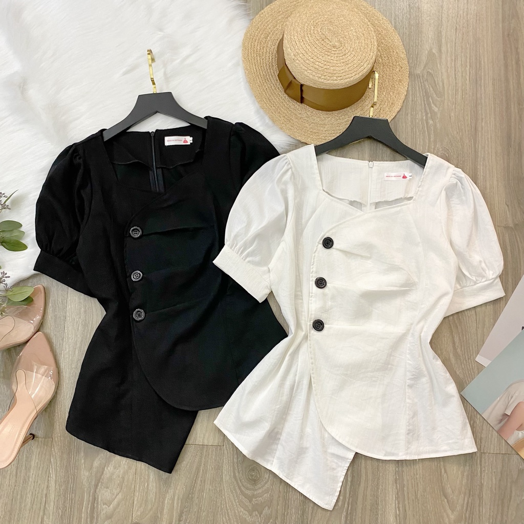 [FREESHIP 3.3] Áo kiểu bigsize Peplum 3 Nút Tà Xéo Giá Xưởng (có size 50kg đến 90kg) | BigBuy360 - bigbuy360.vn