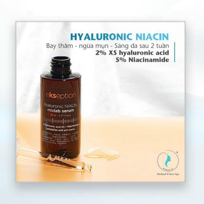 Serum Dưỡng Sáng Mờ Thâm Giảm Mụn Ekseption hyaluronic Niacin - TRX - ZnPCA mixlab