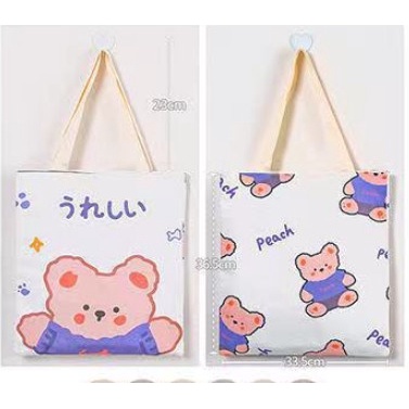 Túi vải canvas in hình hoạt hình dễ thương nhiều màu sắc