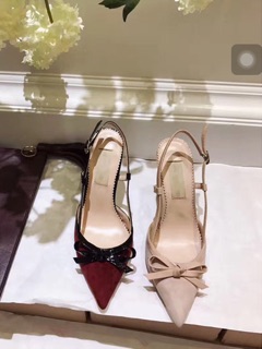 Giày vltn gót nhọn mũi nơ da lộn lẻ size