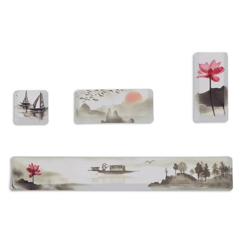 4 Keyboard Keys PBT Cartoon Animation Two-dimensional Cherry Profile Original High Keycap Five-sided Sublimation Adaptation Mechanical Keyboard Keycaps ESC Spacebar Enter and Sub Keyboard Enter Keys