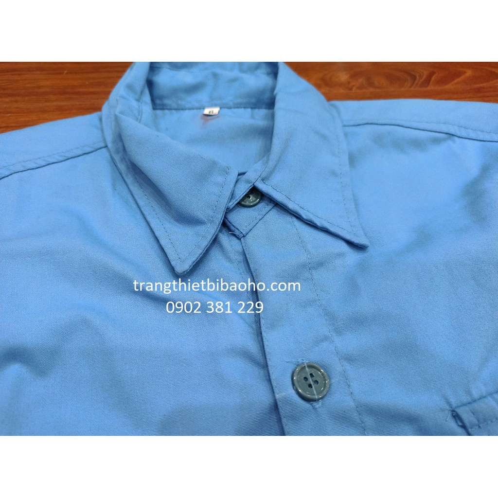 Áo bảo hộ, áo đồng phục công nhân tay dài vải si thoáng mát