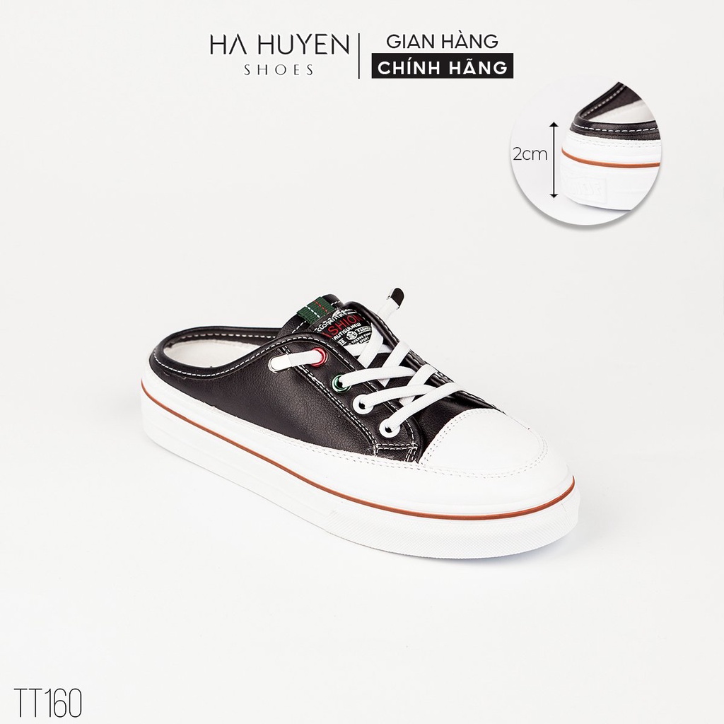 Giày thể thao nữ Hà Huyền Shoes da mềm sục lười dây rút lỗ kim loại xanh đỏ - TT160