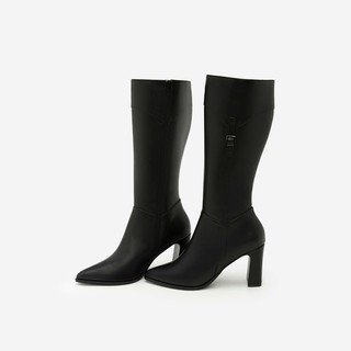 Vascara - Giày Boots Cổ Cao Phối Belt - BOT 0882 - Màu Đen sang trọng xinh xắn