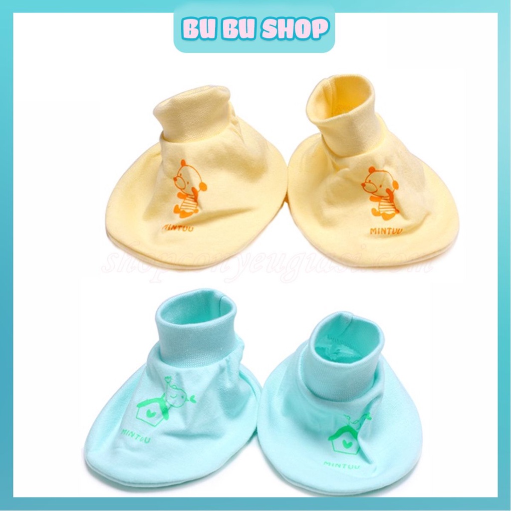 Cặp Bao Tay Bao Chân dành cho em bé, Nhiều Màu Phù Hợp Với Bé Trai Bé Gái Chất Liệu Cotton Cao Cấp