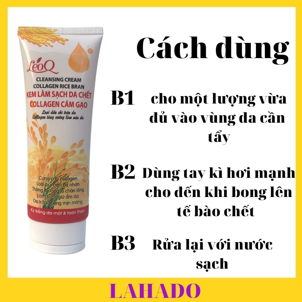 Tẩy tế bào chết body, mặt, toàn thân trắng da LeoQ collagen cám gạo 100ml