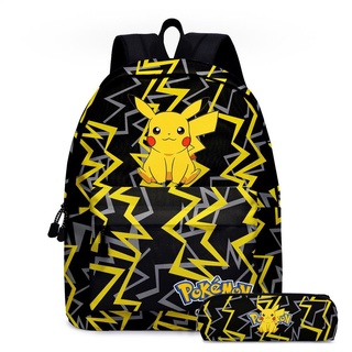 Pokemon kids backpack student backpack Pikachu backpack Camping bag pet elf bundle pocket gift lightweight fashion canvas backpack cute cartoon drawstring bag pencil case