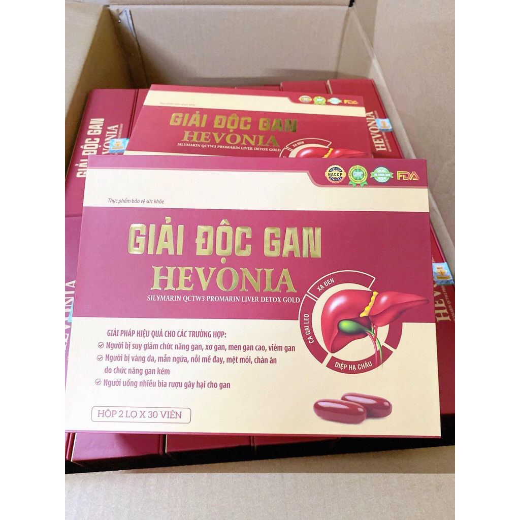 Giải độc gan Hevonia - cà gai leo, xạ đen, diệp hạ châu ( hộp 2 lọ x 30 viên )