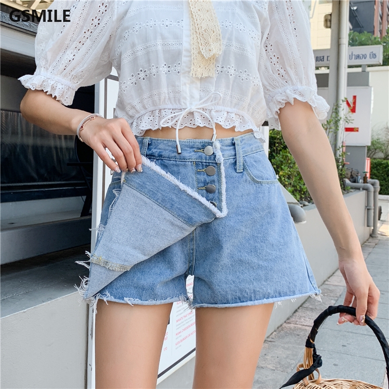 Quần short denim lưng cao kiểu dáng Hàn Quốc | BigBuy360 - bigbuy360.vn