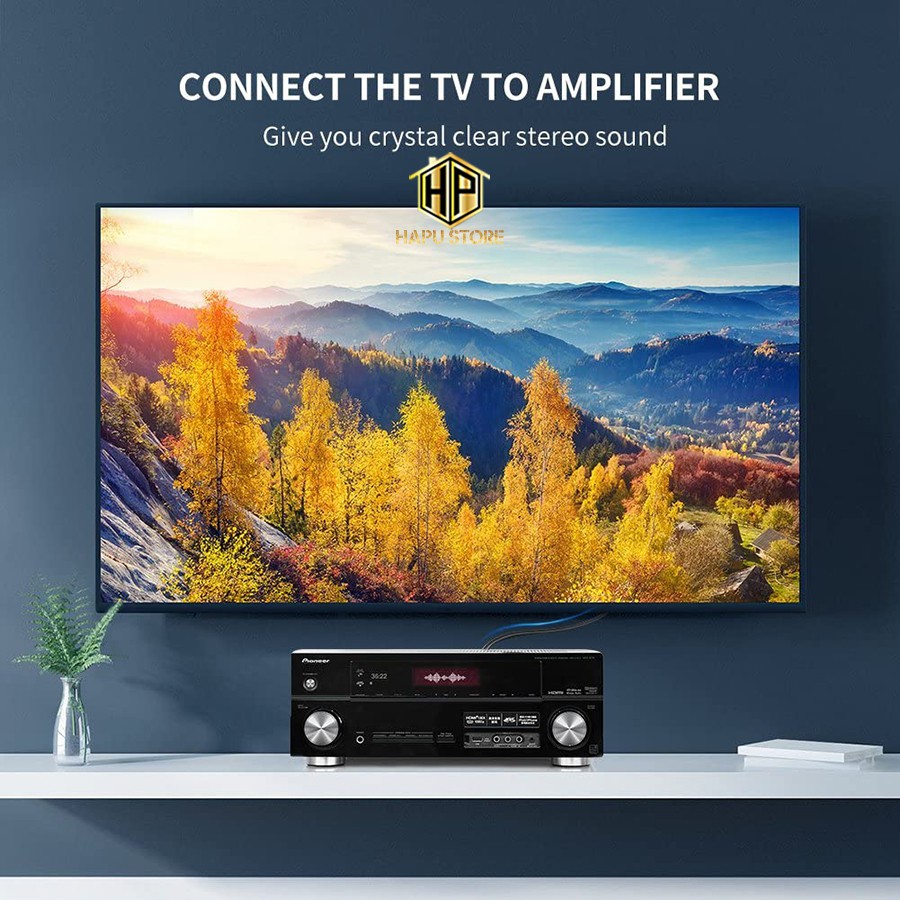 Cáp âm thanh 2 đầu hoa sen RCA - Cáp AV Ugreen 30747 dài 1m cao cấp - Hapustore