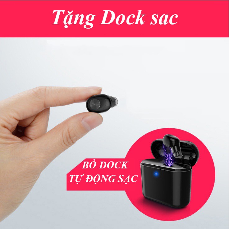 Tai nghe Bluetooth mini tặng dock sạc pin trâu mã BL1 DL TECH