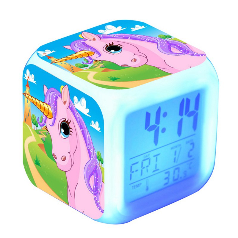 Đồng Hồ Báo Thức Để Bàn Hình Ngựa Một Sừng Dễ Thương Cho Bé