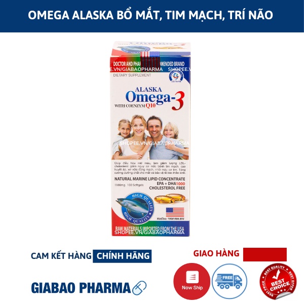 Viên uống Alaska Omega 3 Bổ Não, Tăng Cường Thị Lực, Giảm Nguy Cơ Mắc Bệnh Tim Mạch - Hộp 100 viên