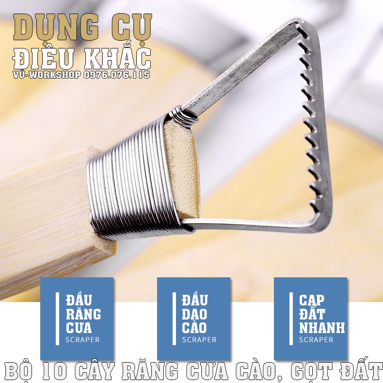 Dụng cụ điêu khắc - Bộ dụng cụ điêu khắc răng cưa cào, gọt đất nặn đủ size - Dụng cụ nặn tượng