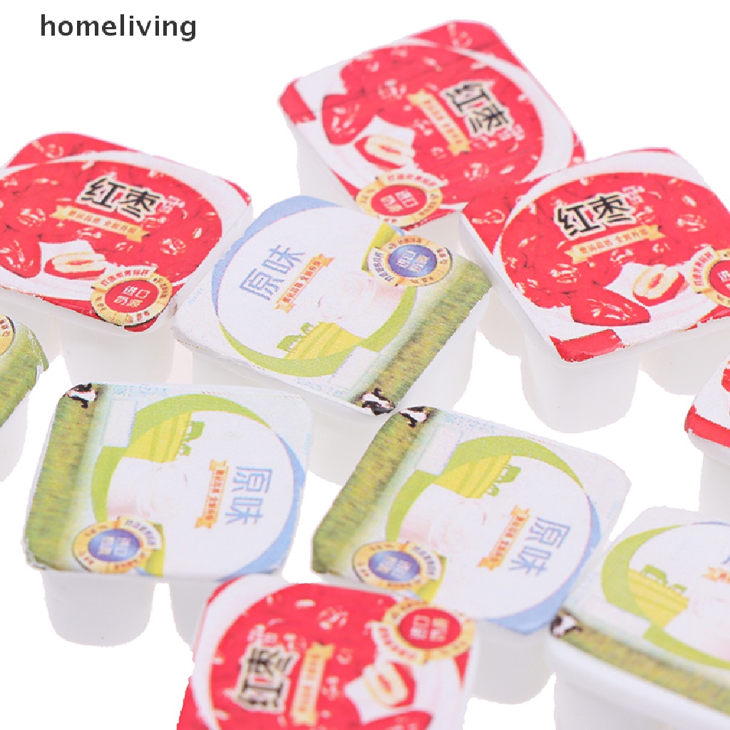 Set 10 Sữa Chua Mini Tỉ Lệ 1: 12 Dùng Để Trang Trí Nhà Búp Bê