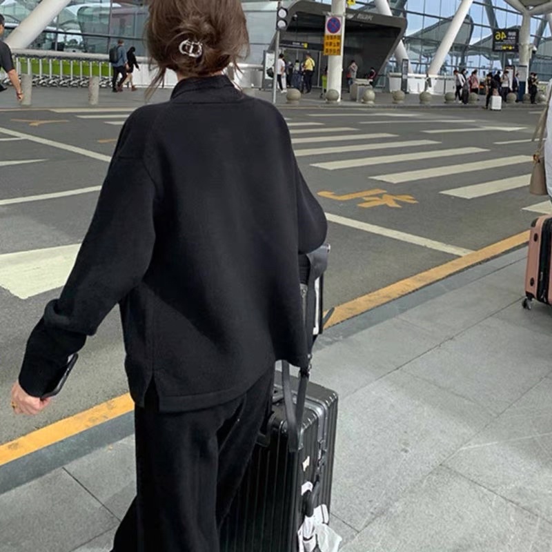 ÁO LEN DÁNG NGẮN MÀU ĐEN NỮ PHONG CÁCH HÀN QUỐC ULZZANG