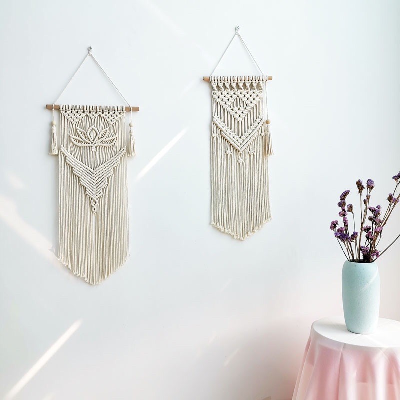 Macrame treo tường trang trí phòng ngủ, phòng khách phong cách decor vintage