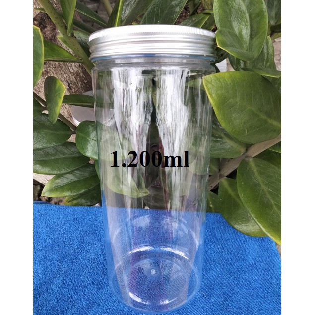 HỦ NHỰA NẮP THIẾC 1200ML (BẠC)