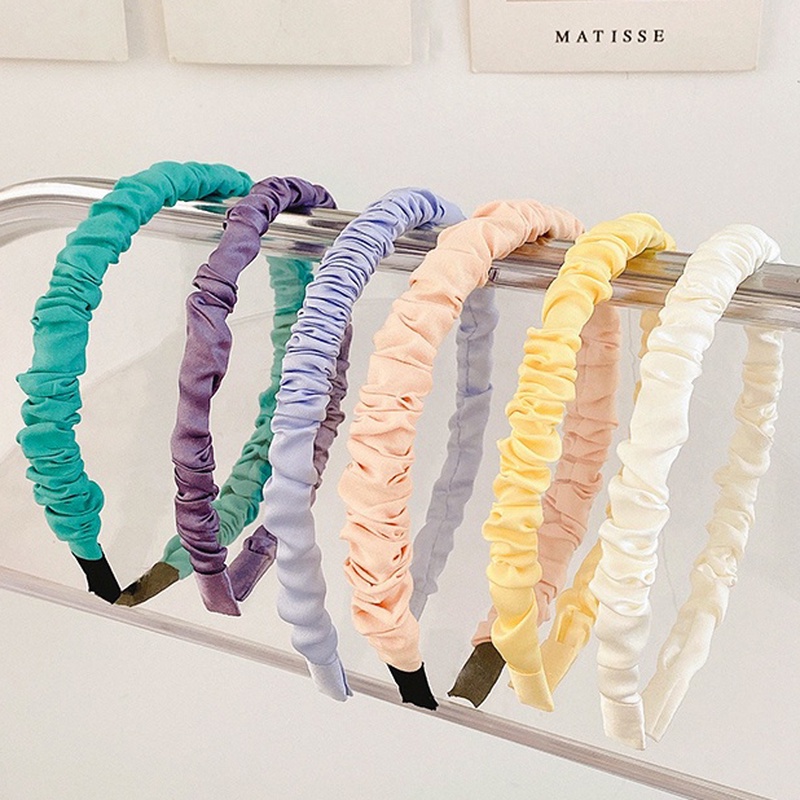 Băng đô vải Satin xếp ly phong cách Hàn Quốc ngọt ngào