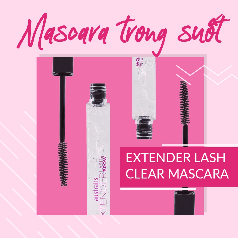 Mascara Trong Suốt Giữ Nếp Cong Mi, Gel Giúp Định Hình Lông Mày - Australis EXTENDER LASH CLEARN 2IN1