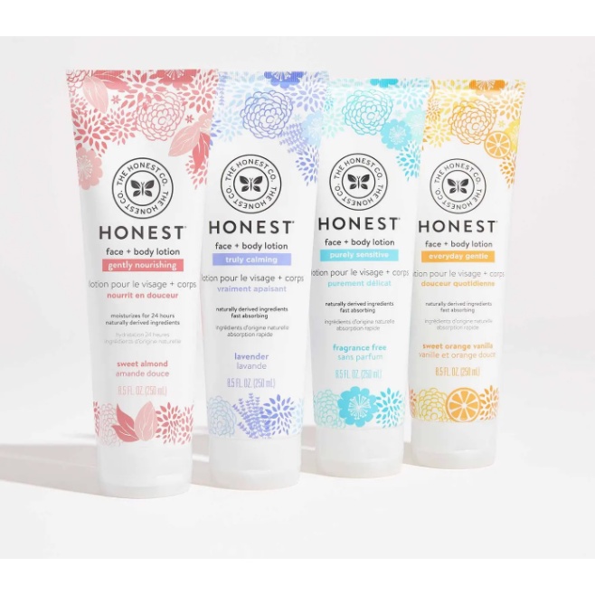 Dưỡng thể hữu cơ không mùi cho toàn thân & mặt The Honest Company Sensitive Face + Body Lotion Fragrance Free 250ml (Mỹ)