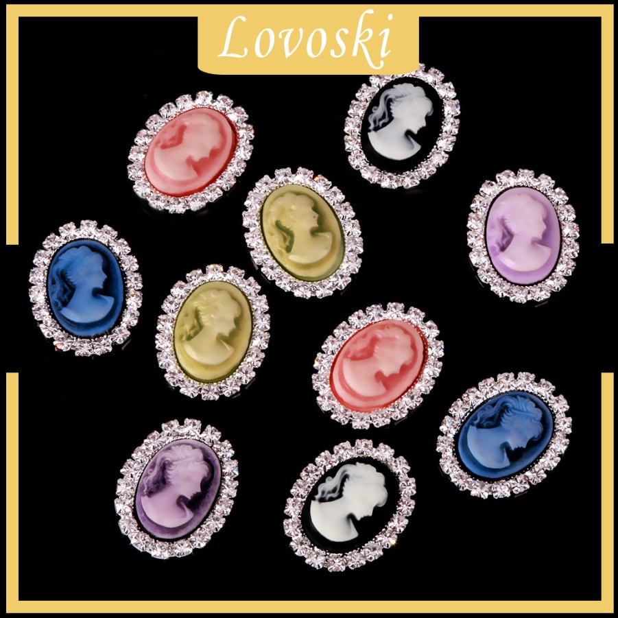 Set 10 Nút Oval Pha Lê Phong Cách Vintage Dùng Trang Trí Tiệc Cưới DIY