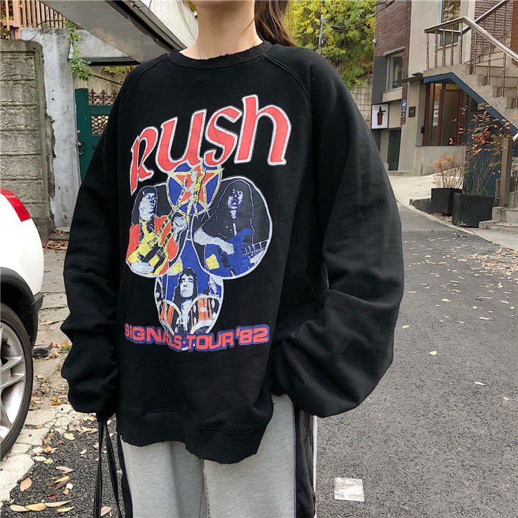 Bộ nỉ nữ áo RUSH quần jogger dáng rộng cá tính siêu hàn quốc/ Set áo nỉ cổ tròn quần bom rút ống phom unisex_kudoshop | BigBuy360 - bigbuy360.vn