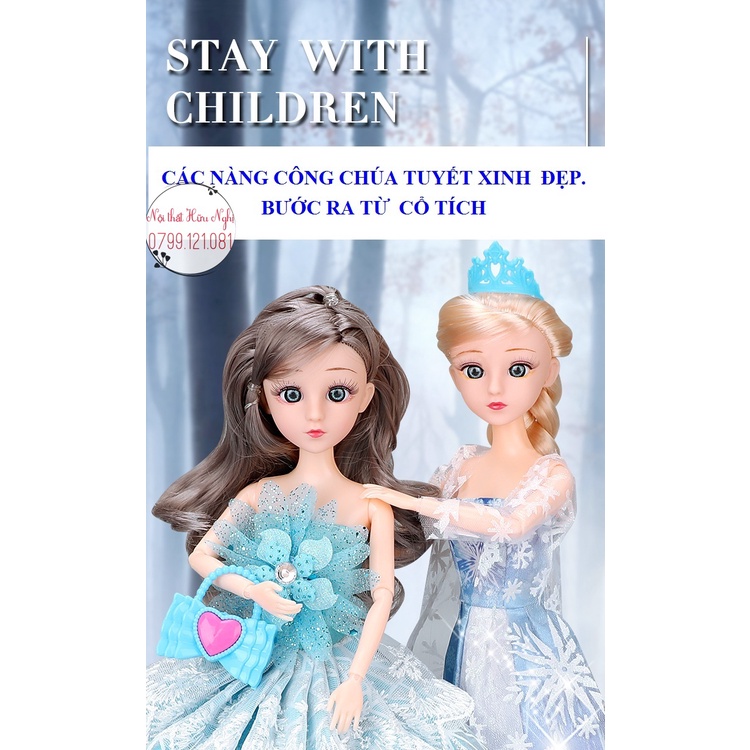 (shop có nhận gói quà liên hệ )Bộ đồ chơi búp bê Barbie [Công chúa tuyết Elsa]-Hộp quà tặng sang trọng cho bé